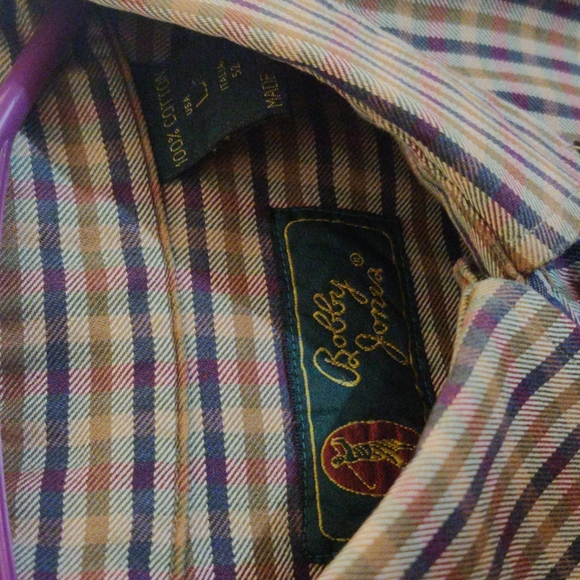 Bobby Jones Large Plaid Button Down Shirt, L (16.5) - Picture 3 of 5